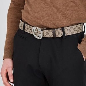 Used Gucci Reversible Belt. GG Supreme/Black, 95.